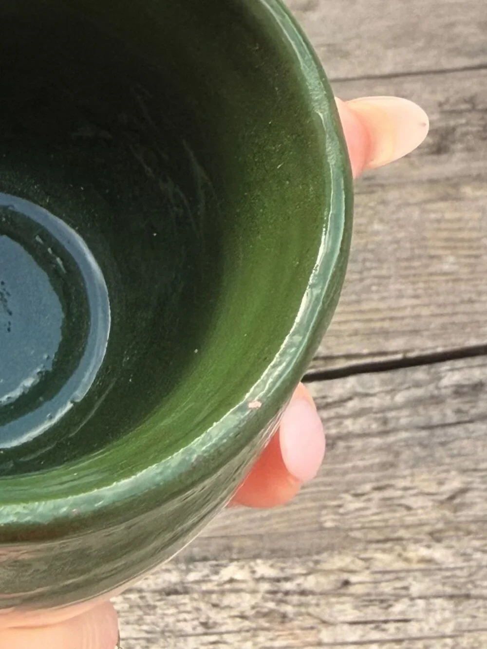 Vintage Studio Art Pottery Stoneware Tea Sake Cup Tumbler Tan Green Marked NAO